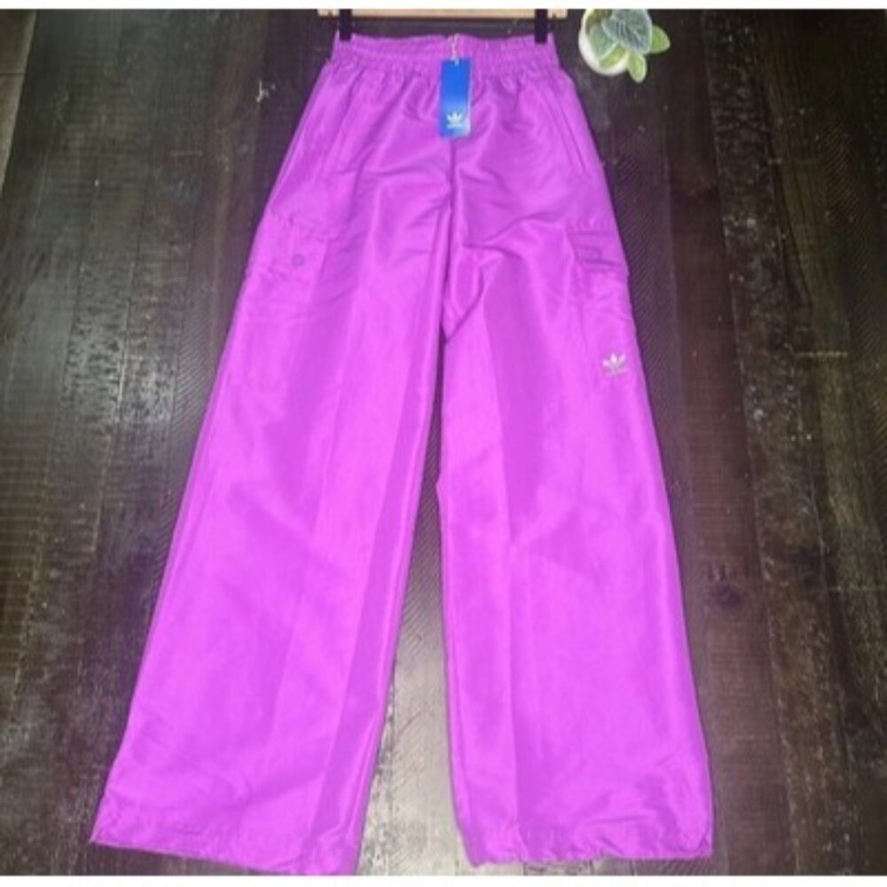 Adidas Originals Women's Essentials Woven Cargo Pants Size Small Purple Burst - Picture 7 of 16